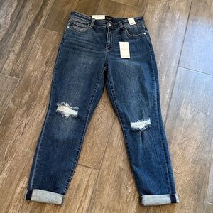 Judy Blue Dark Wash Distressed Ankle Jeans